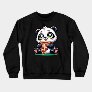 Cute Panda Bear Eating Pizza Crewneck Sweatshirt